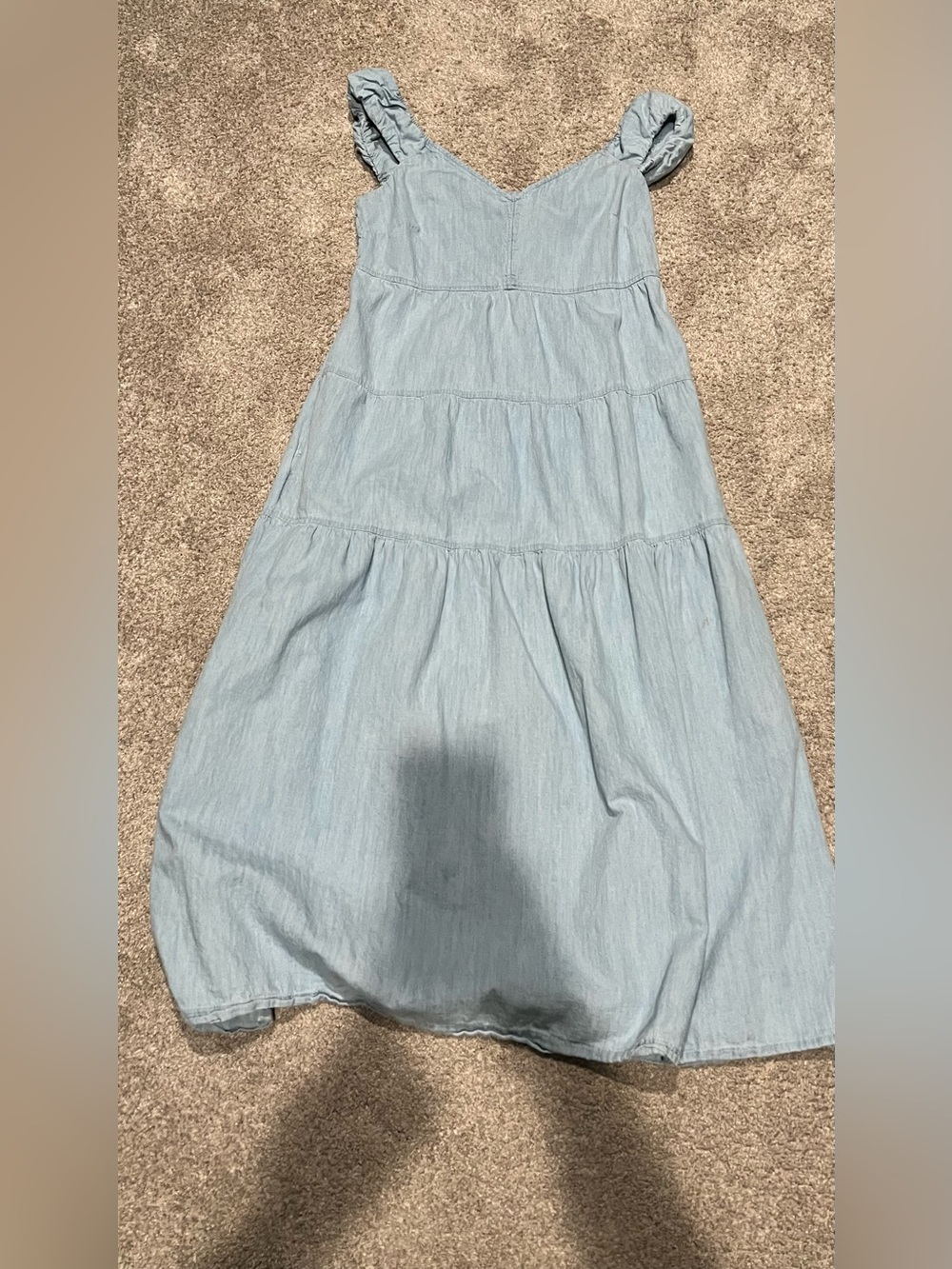 Old Navy Light Blue Tiered Denim Maxi Dress Skirt